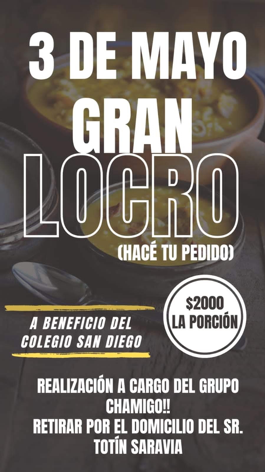 Gran locro a beneficio del Colegio San Diego