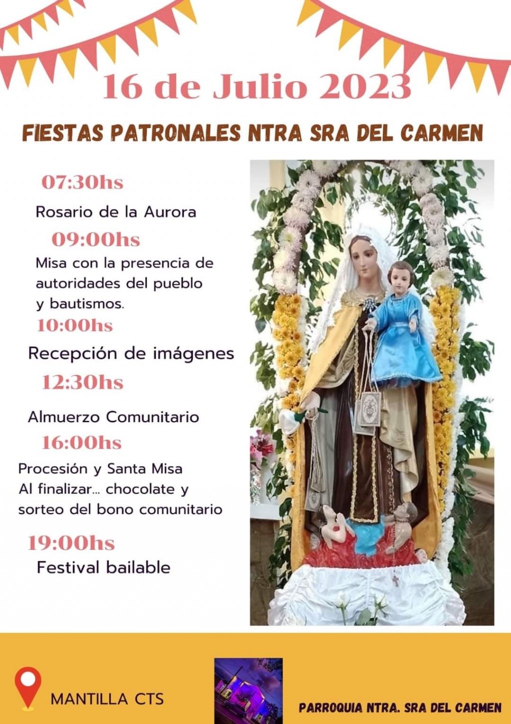 Fiesta Patronal en Honor a Nuestra Señora del Carmen de Mantilla.