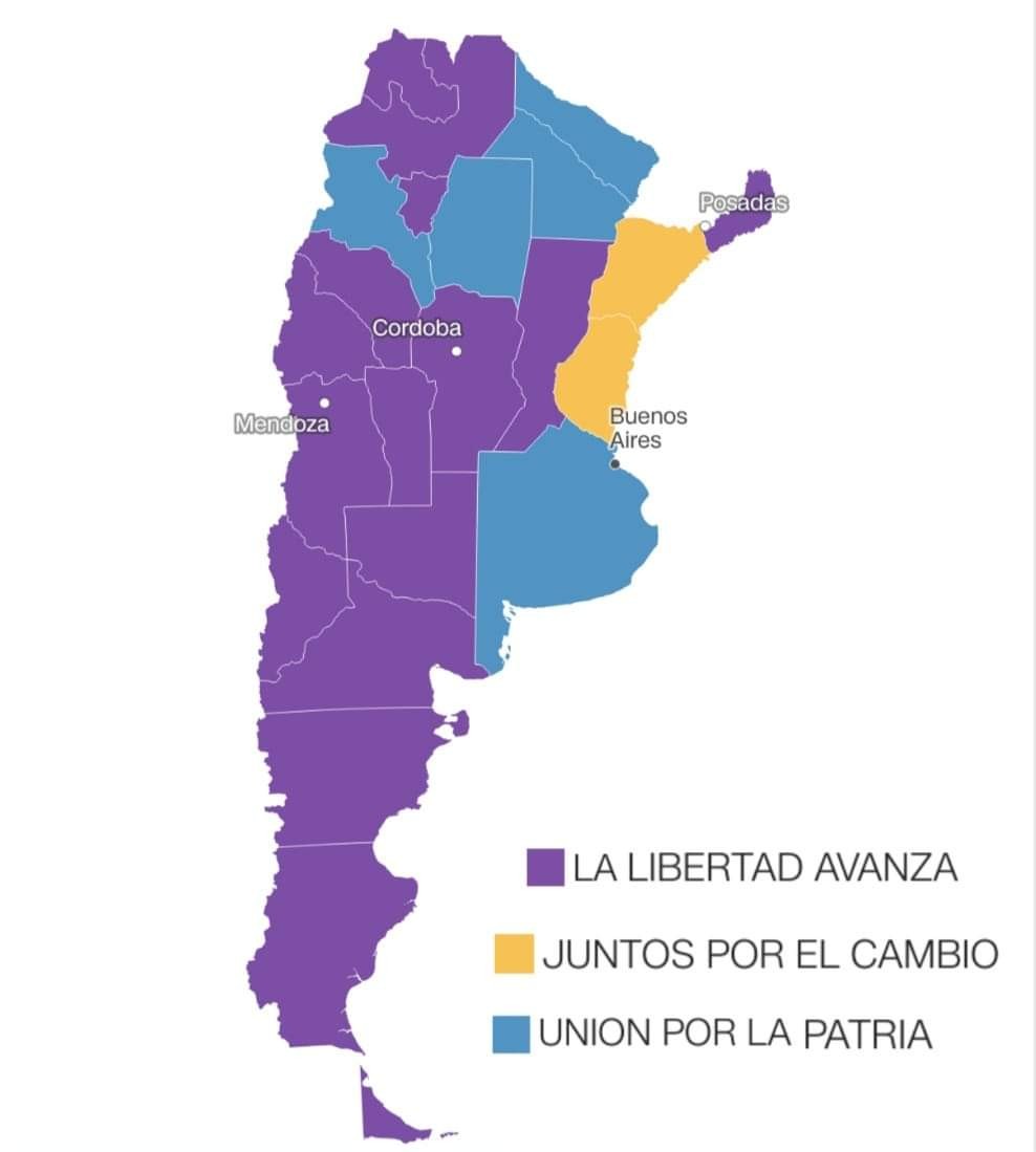 El mapa político de Argentina tras el sorpresivo triunfo de Javier Milei.