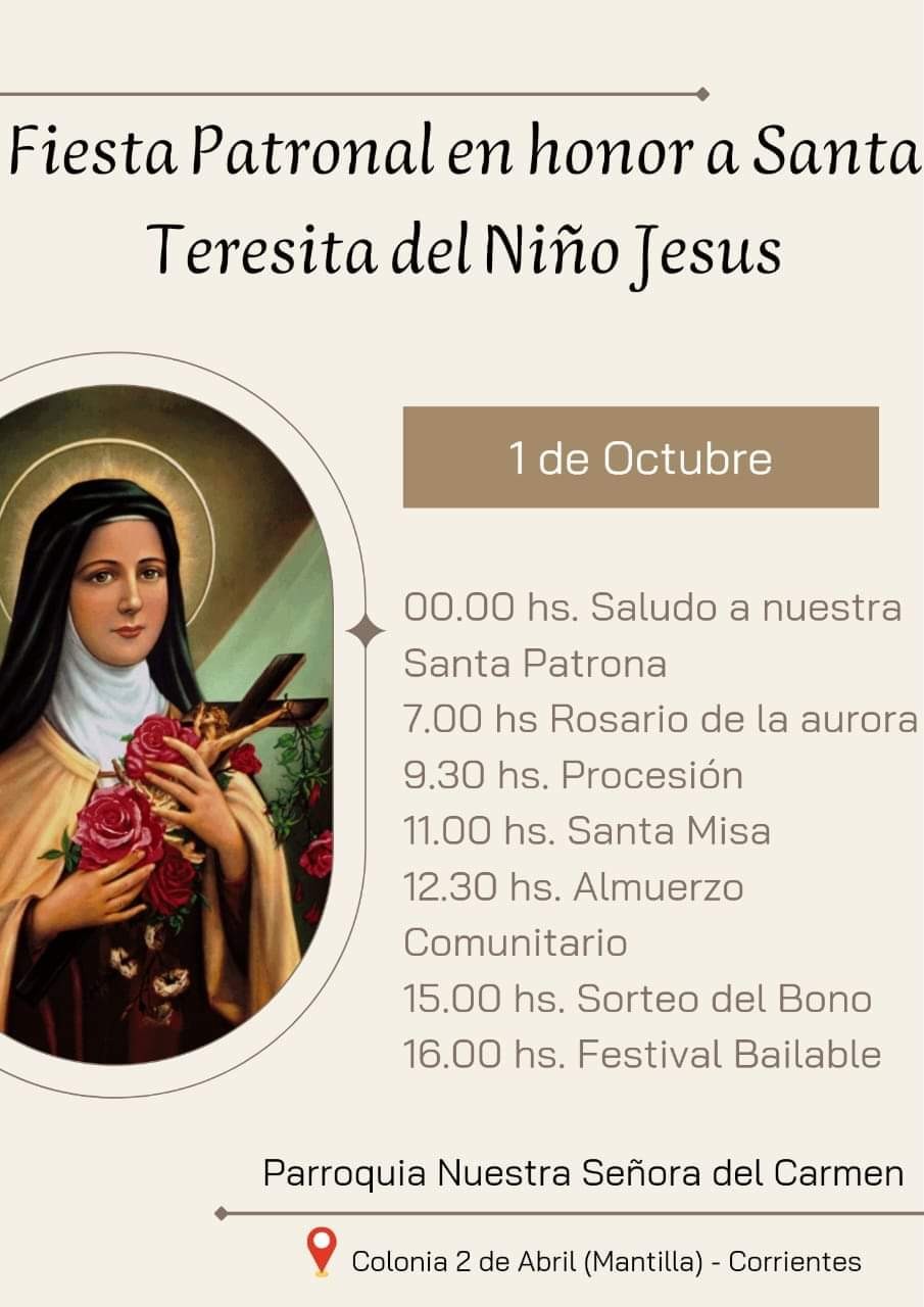 Novena en Honor a Santa Teresita del Niño Jesús.