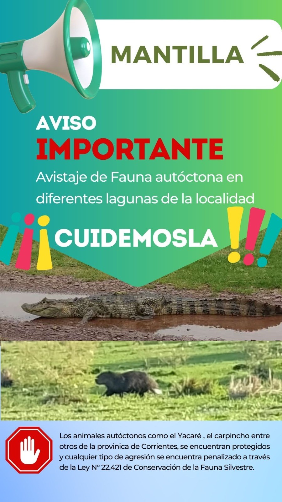 Conservación de la fauna silvestre ante la creciente.